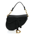 Grained Calfskin Mini Saddle Bag Black
