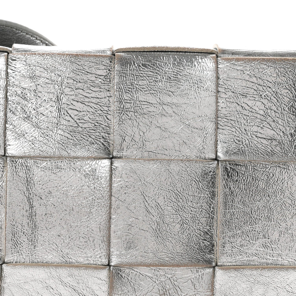 Metallic Lambskin Maxi Intrecciato Cassette Crossbody Bag Silver