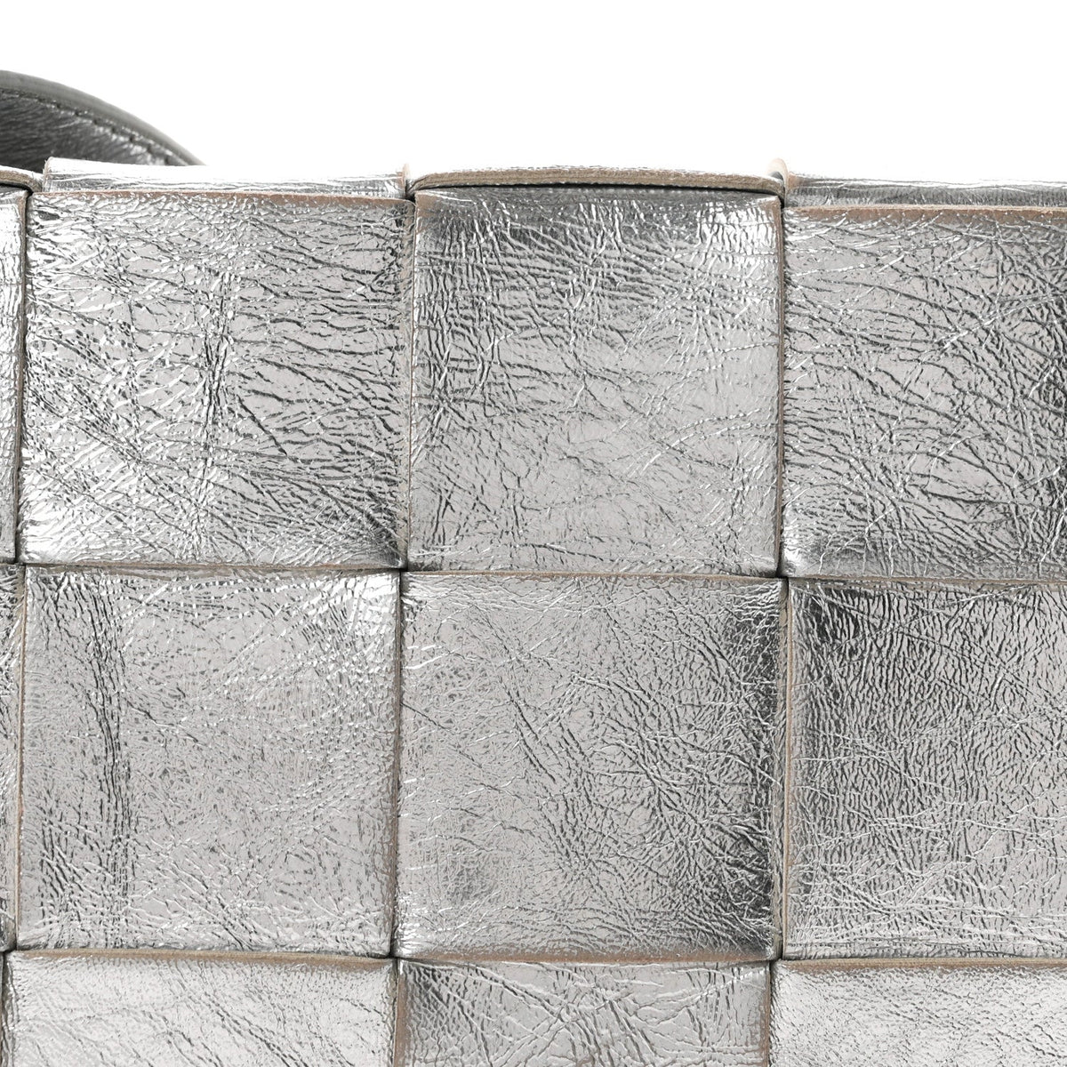 Metallic Lambskin Maxi Intrecciato Cassette Crossbody Bag Silver
