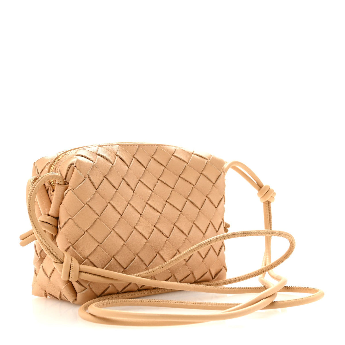 Nappa Intrecciato Mini Loop Camera Bag Almond