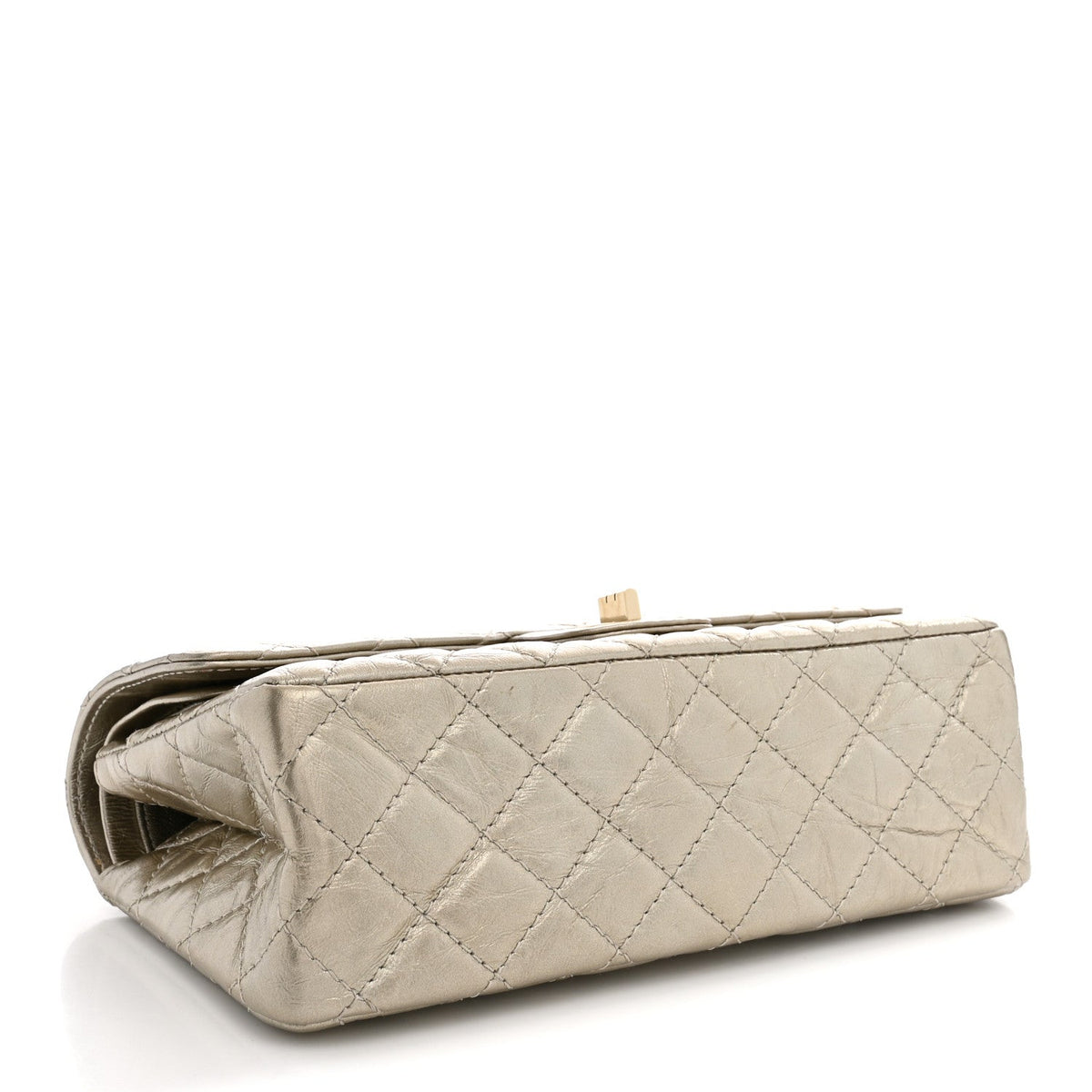 Metallic Aged Calfskin Quilted 2.55 Reissue 225 Flap Pale Gold