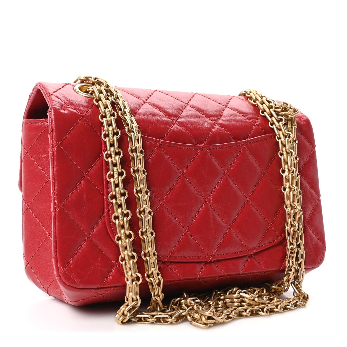 Aged Calfskin Quilted 2.55 Reissue Mini Flap Red