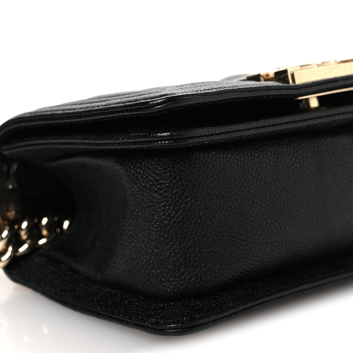 Caviar Chevron Quilted Mini Boy Flap Black