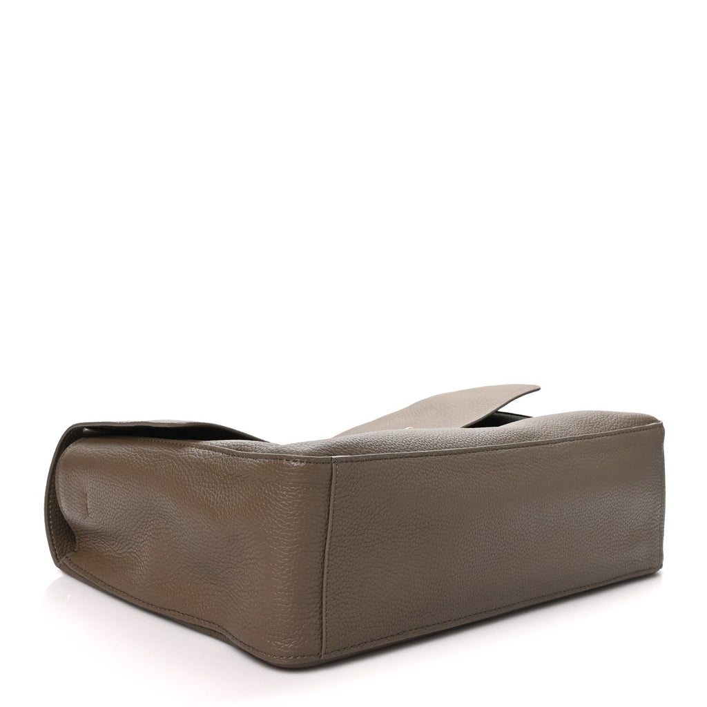 Grained Calfskin Souplissimo Maxi Flap Dark Khaki