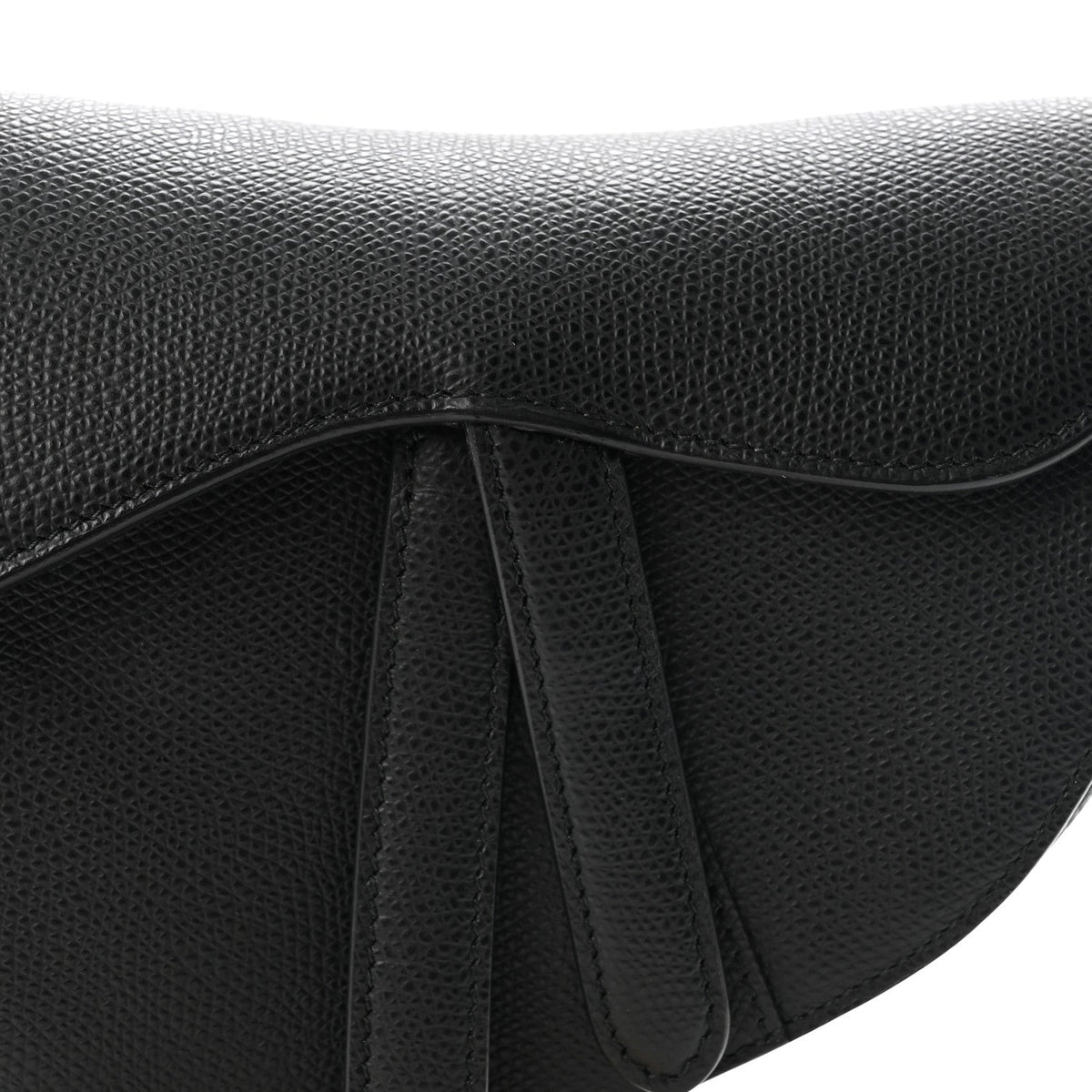 Grained Calfskin Mini Saddle Bag Black