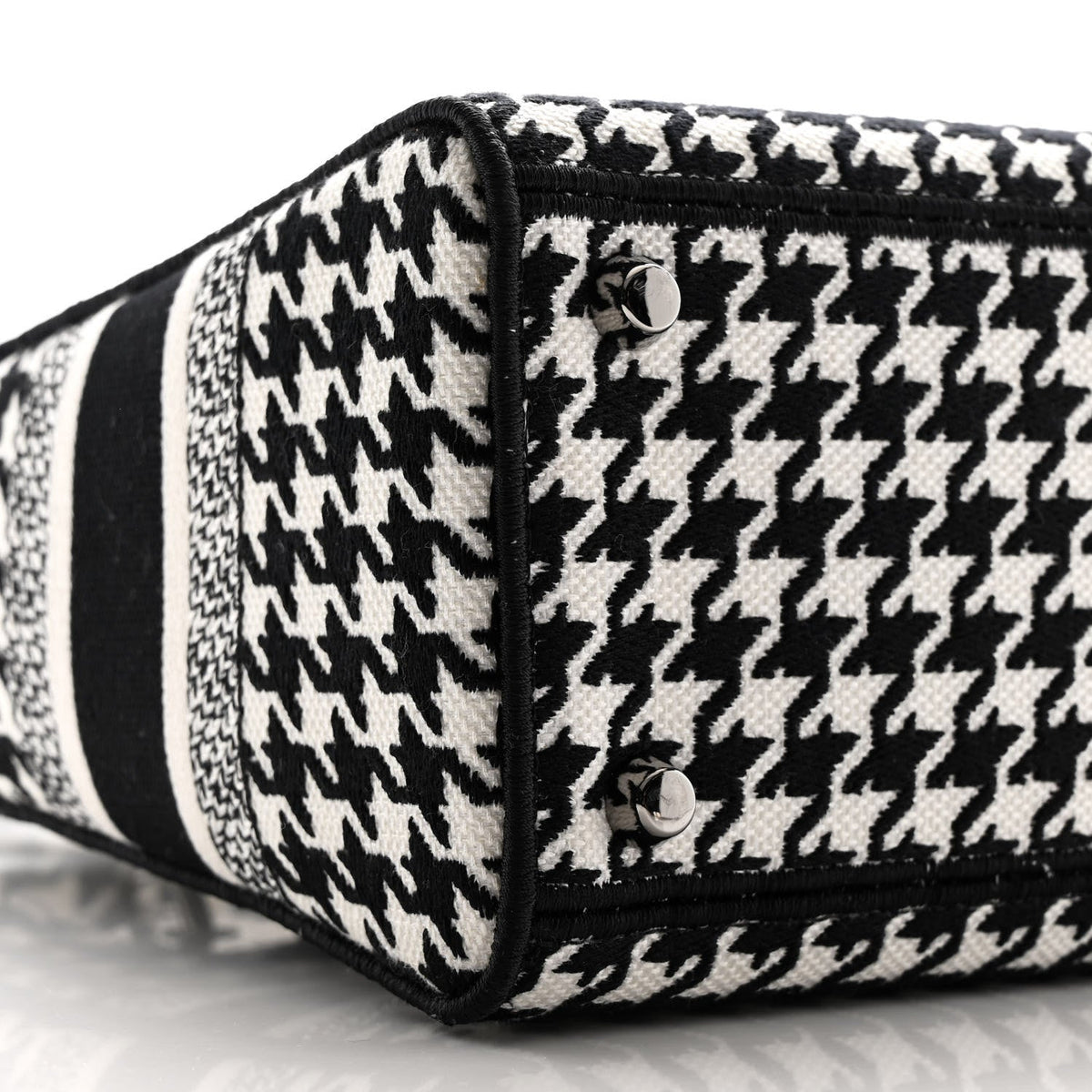 Canvas Houndstooth Embroidered Medium Lady D-Lite Black White
