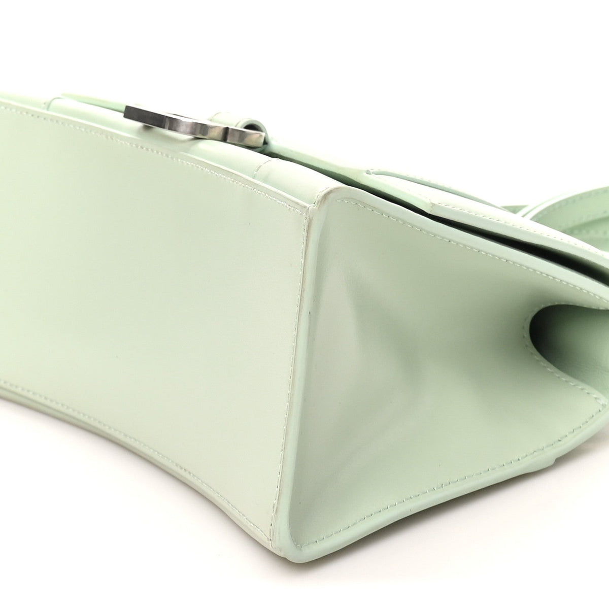 Shiny Box Calfskin Small Hourglass Top Handle Bag Light Green