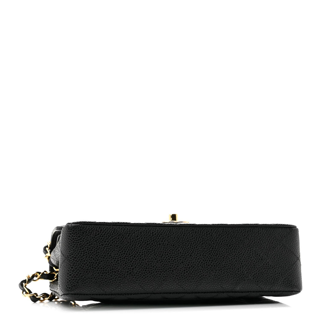 Caviar Quilted Small Double Flap Black