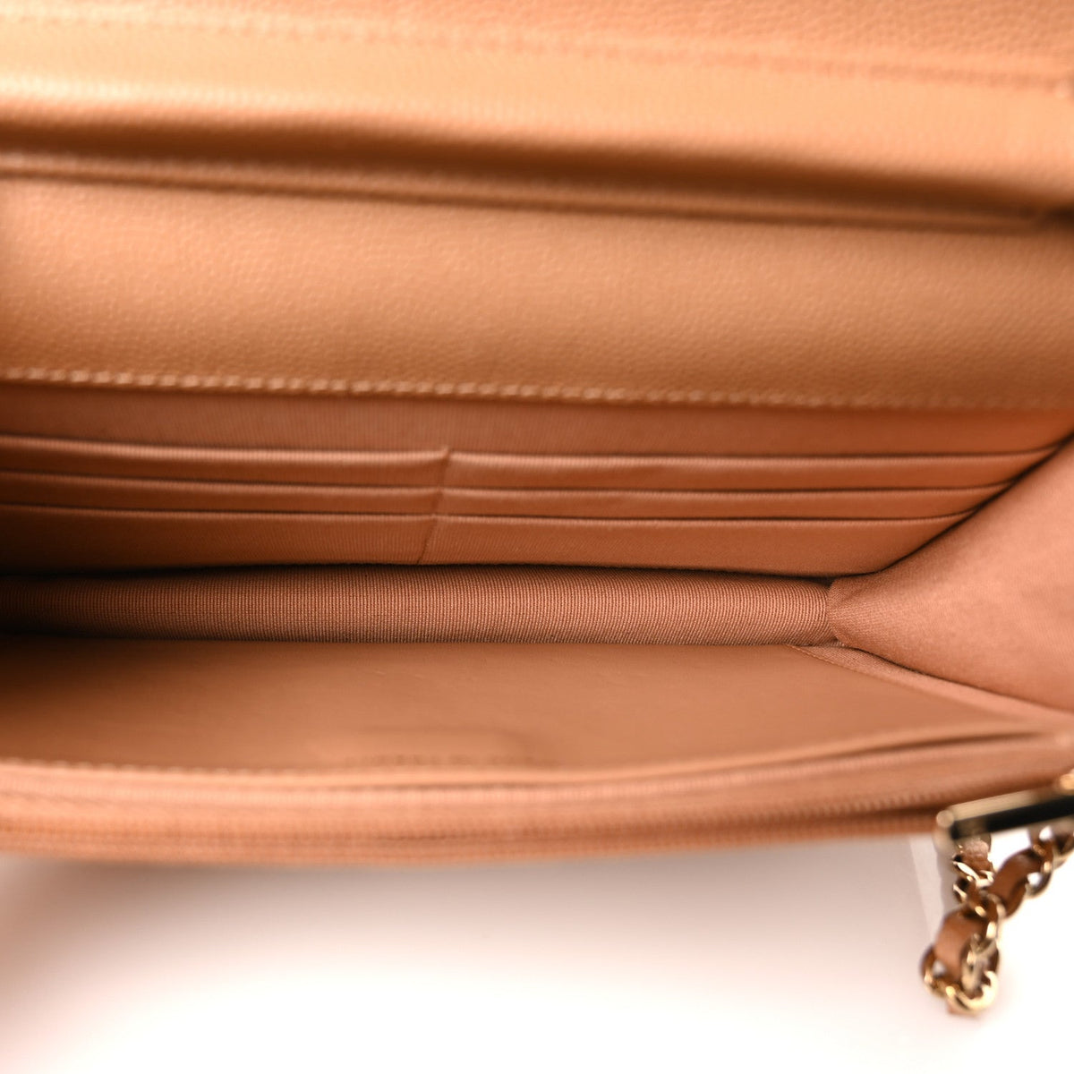 Caviar Quilted Wallet on Chain WOC Dark Beige
