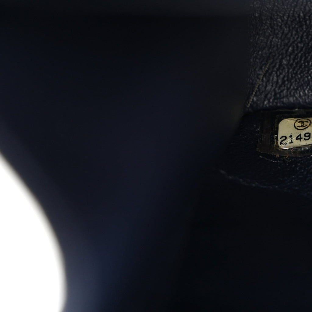 Lambskin Quilted Jumbo Double Flap Navy
