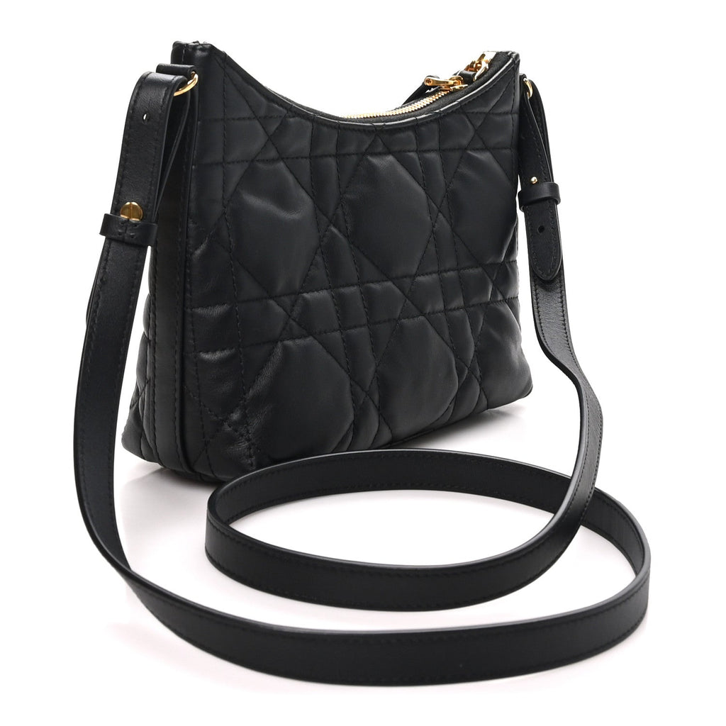Calfskin Macrocannage Miss Caro Diorling Mini Bag with Chain Black