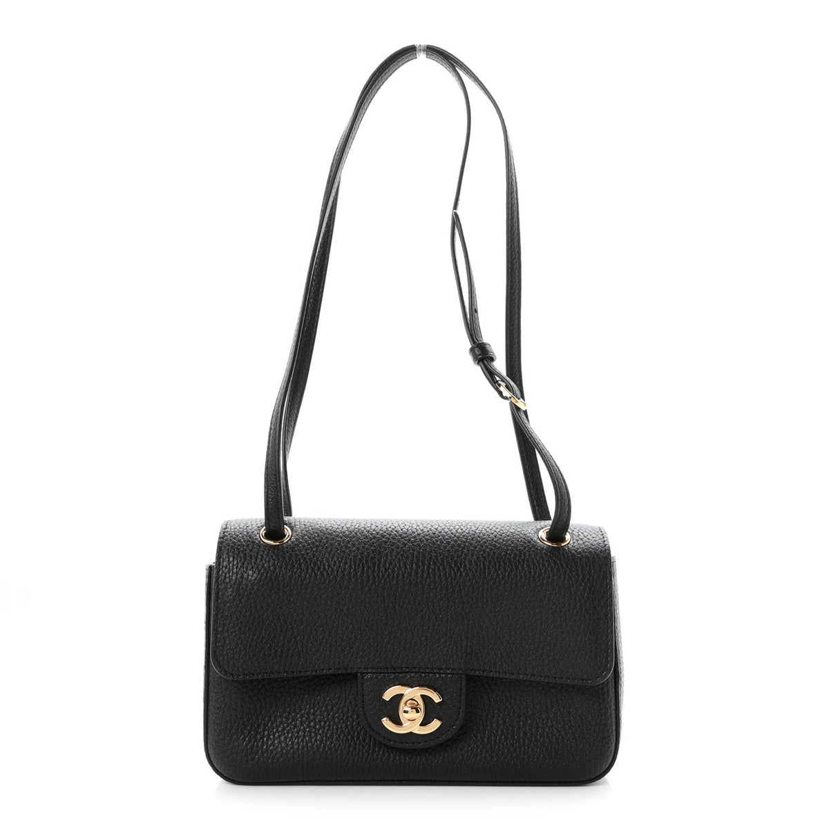 Grained Calfskin Mini Souplissimo Maxi Flap Black