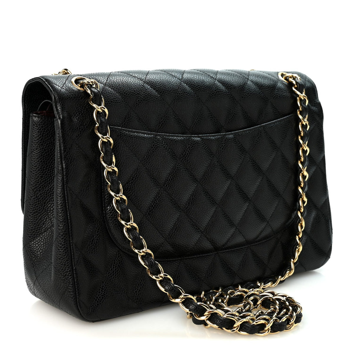 Caviar Quilted Jumbo Double Flap Black