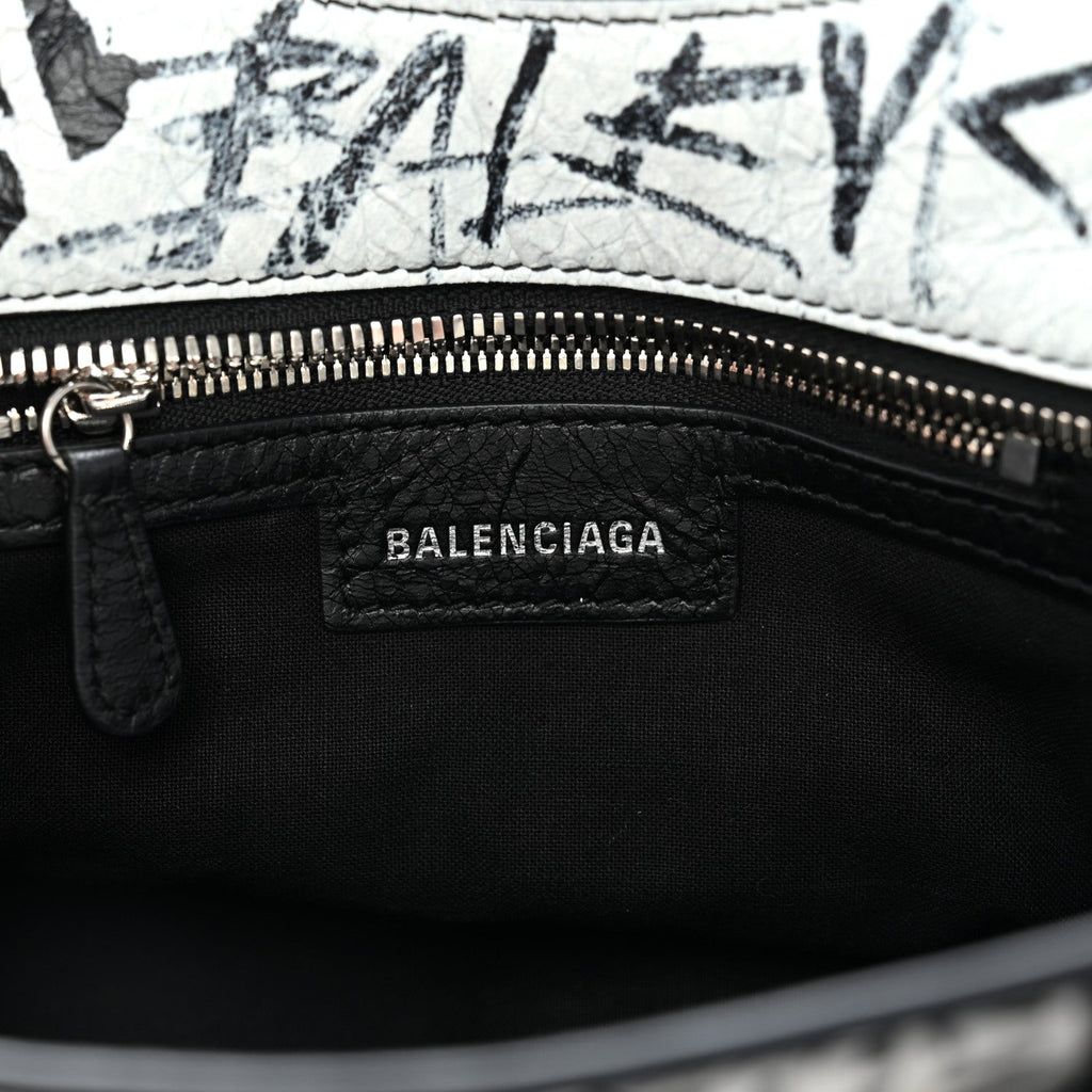 Agneau Arena Graffiti Neo Cagole City Handbag XS Black White