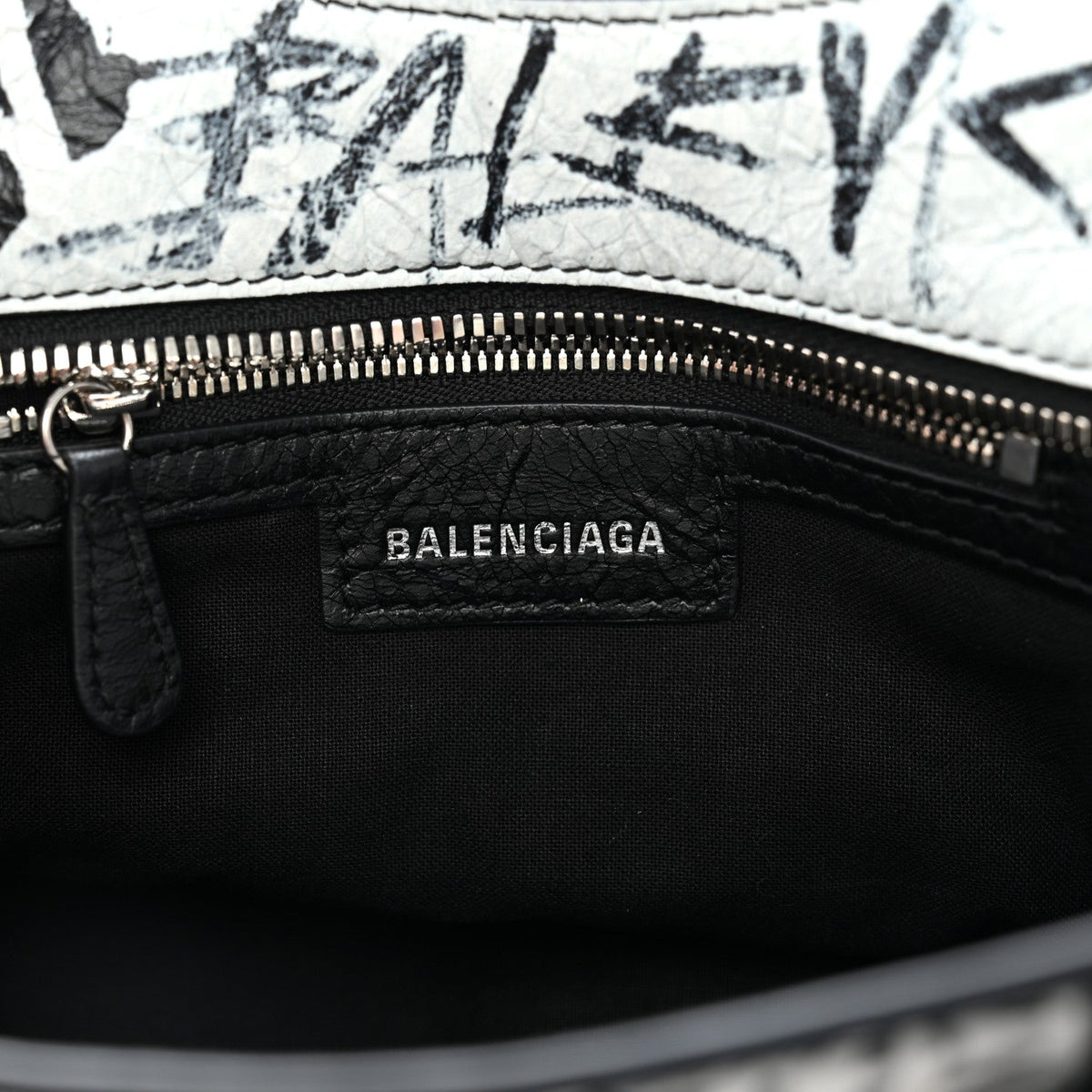 Agneau Arena Graffiti Neo Cagole City Handbag XS Black White