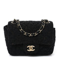 Wool Contrast Stitch Mini Square Flap Charcoal