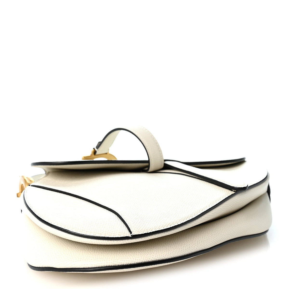 Grained Calfskin Saddle Bag White
