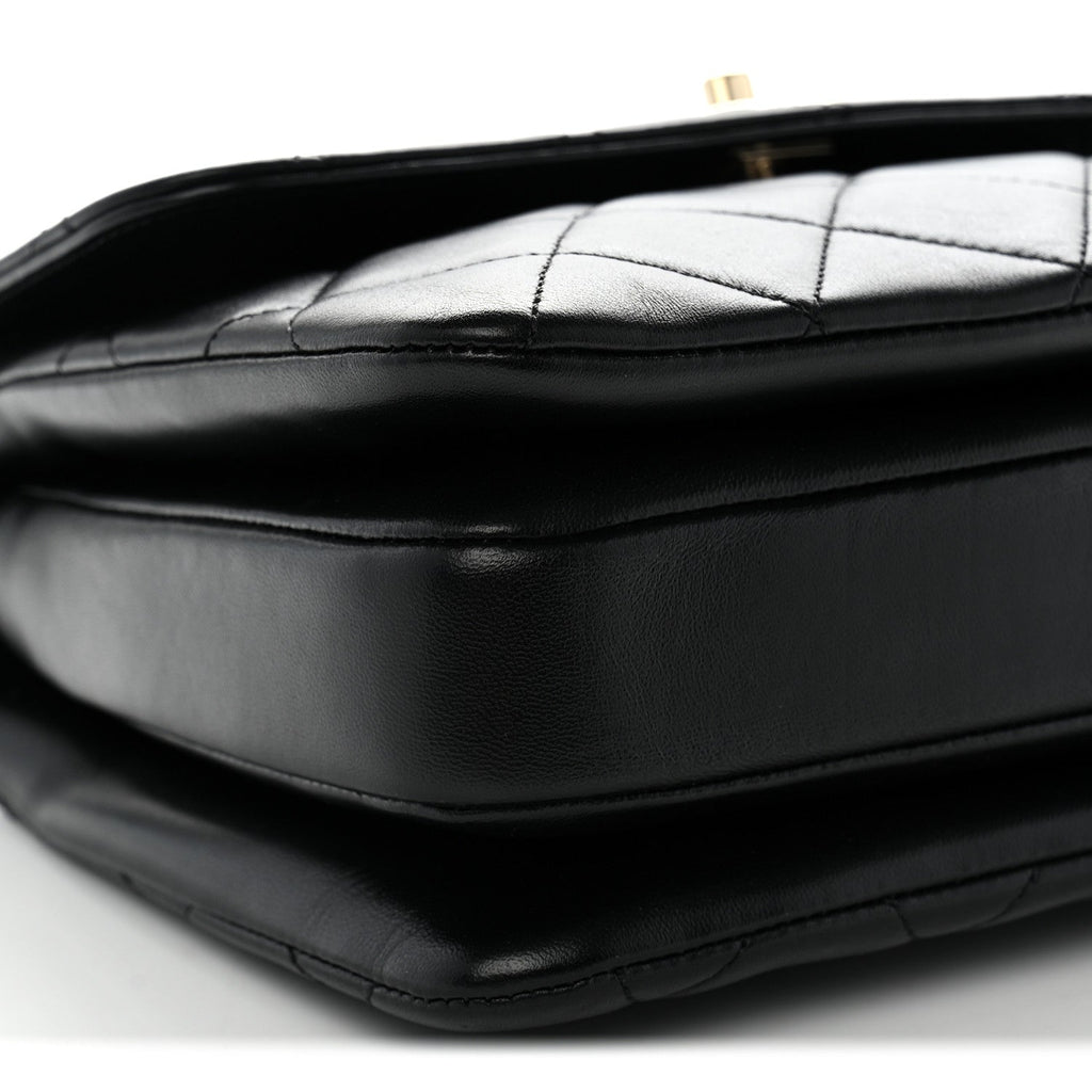Lambskin Quilted Small Trendy CC Dual Handle Flap Bag Black