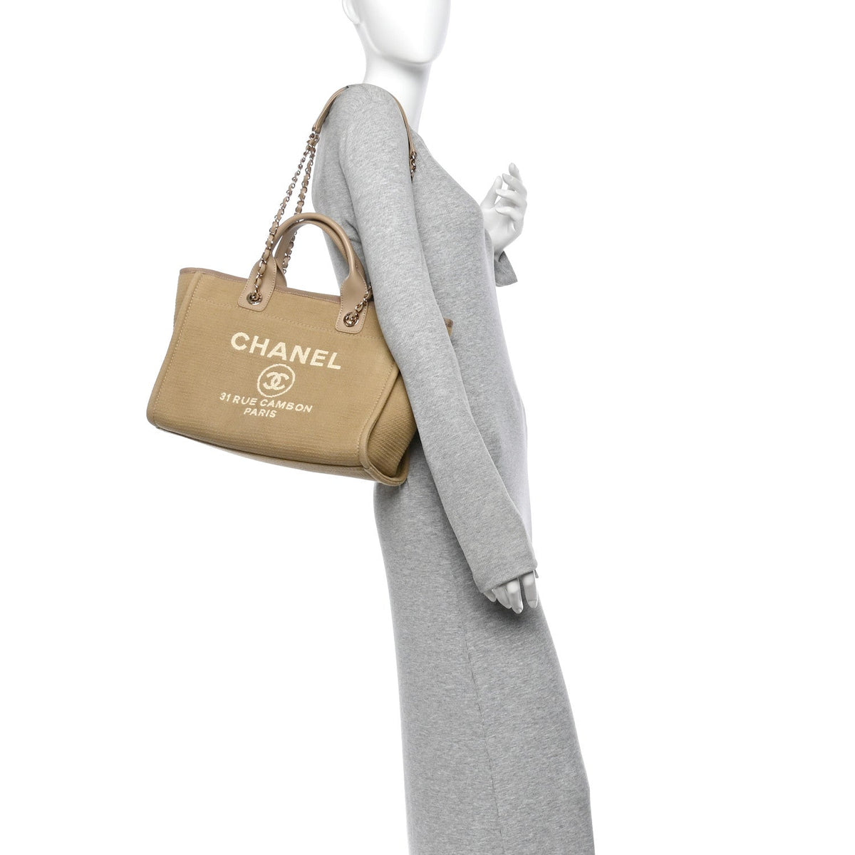 Mixed Fibers Small Deauville Tote Beige