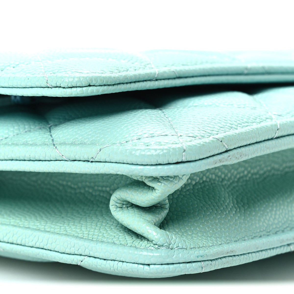 Caviar Quilted Wallet On Chain WOC Turquoise