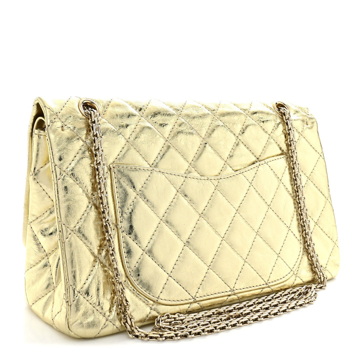 Metallic Aged Calfskin Quilted 2.55 Reissue 227 Flap Gold