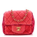 Shearling Tweed Quilted Mini Square Flap Bag Pink
