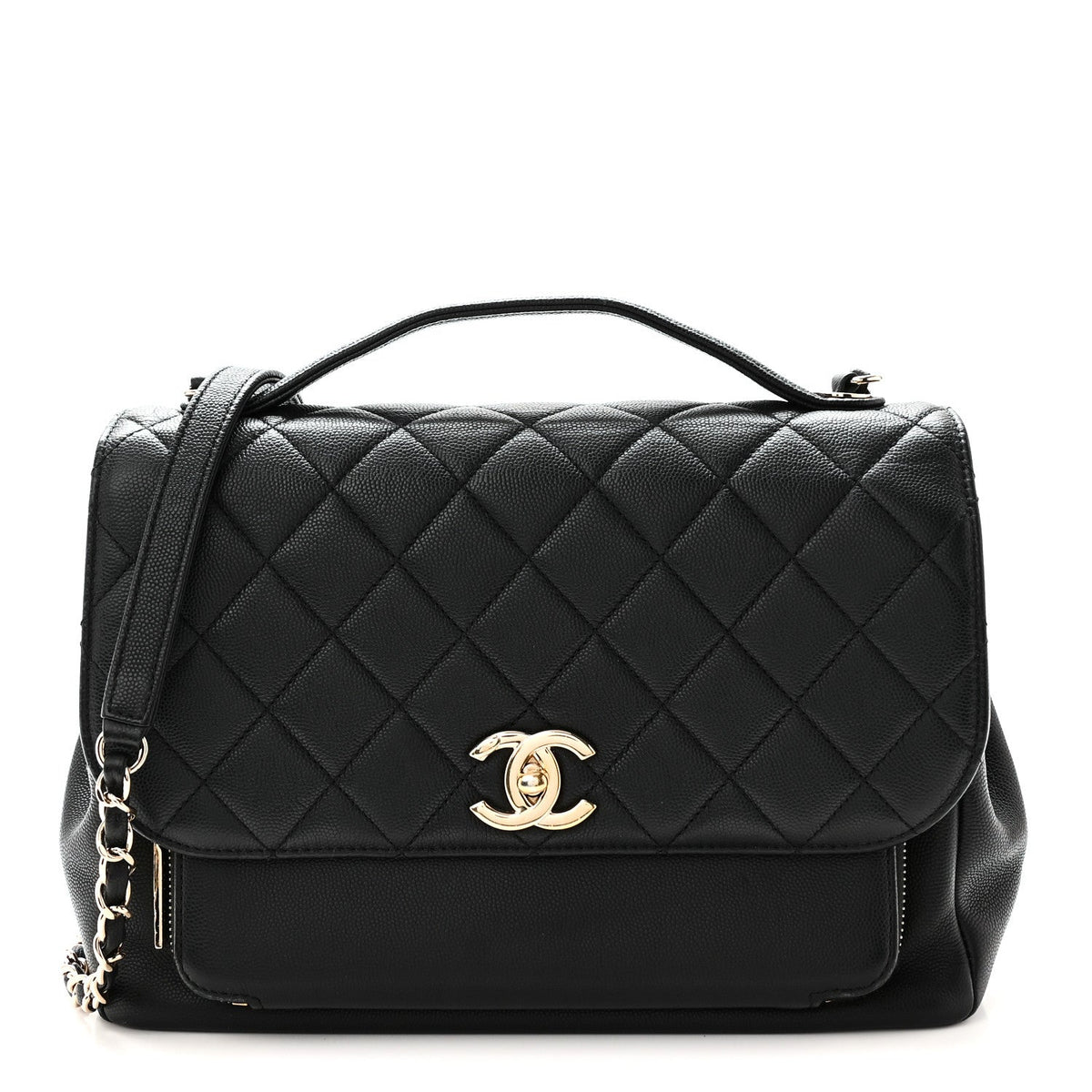 Caviar Quilted Large Business Affinity Flap Black Black