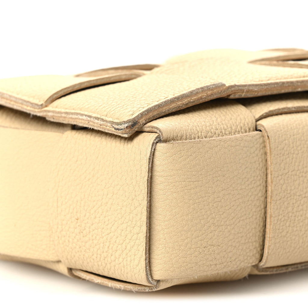 Grained Calfskin Maxi Intrecciato Cassette Crossbody Bag Porridge