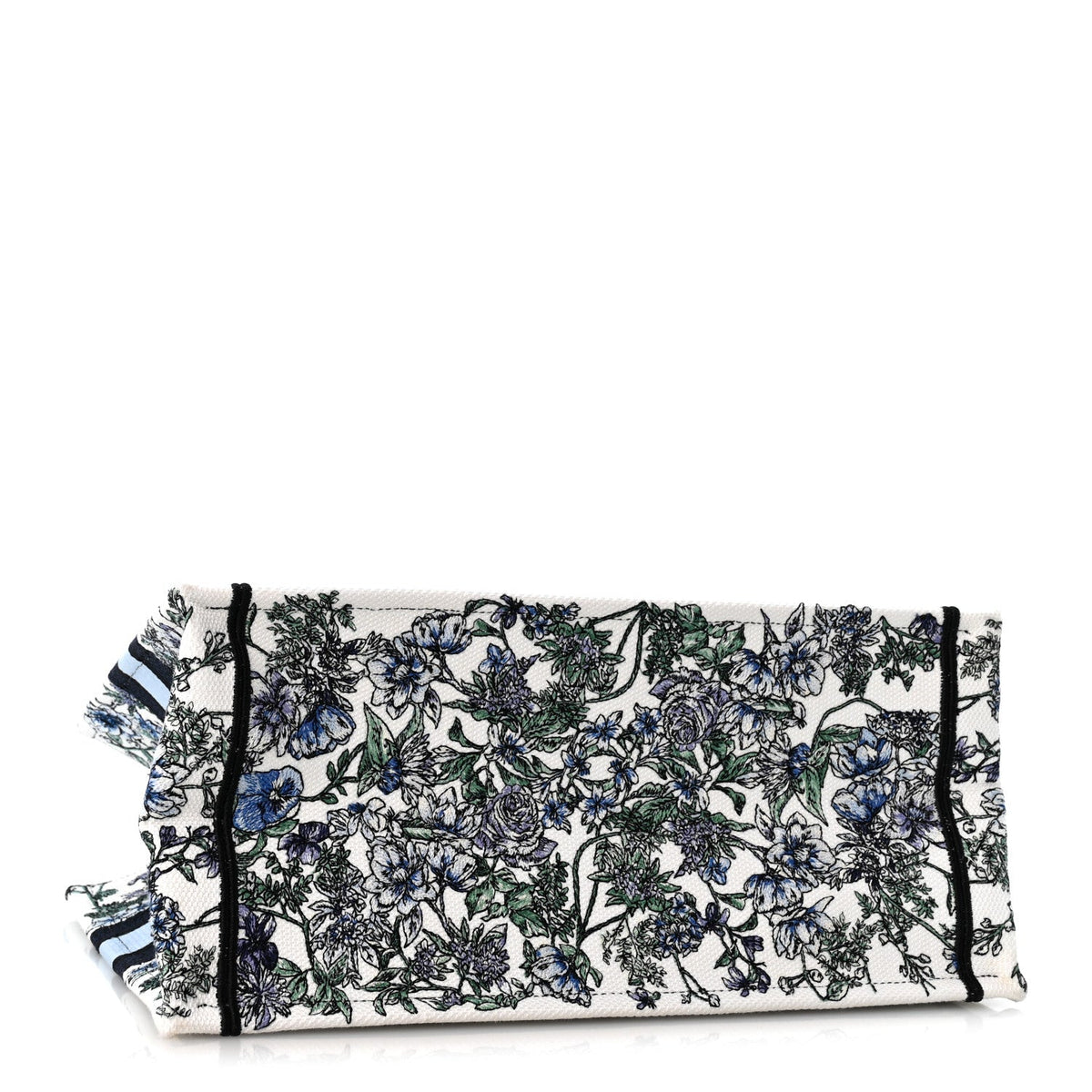 Canvas Embroidered Medium Flowers Book Tote Blue
