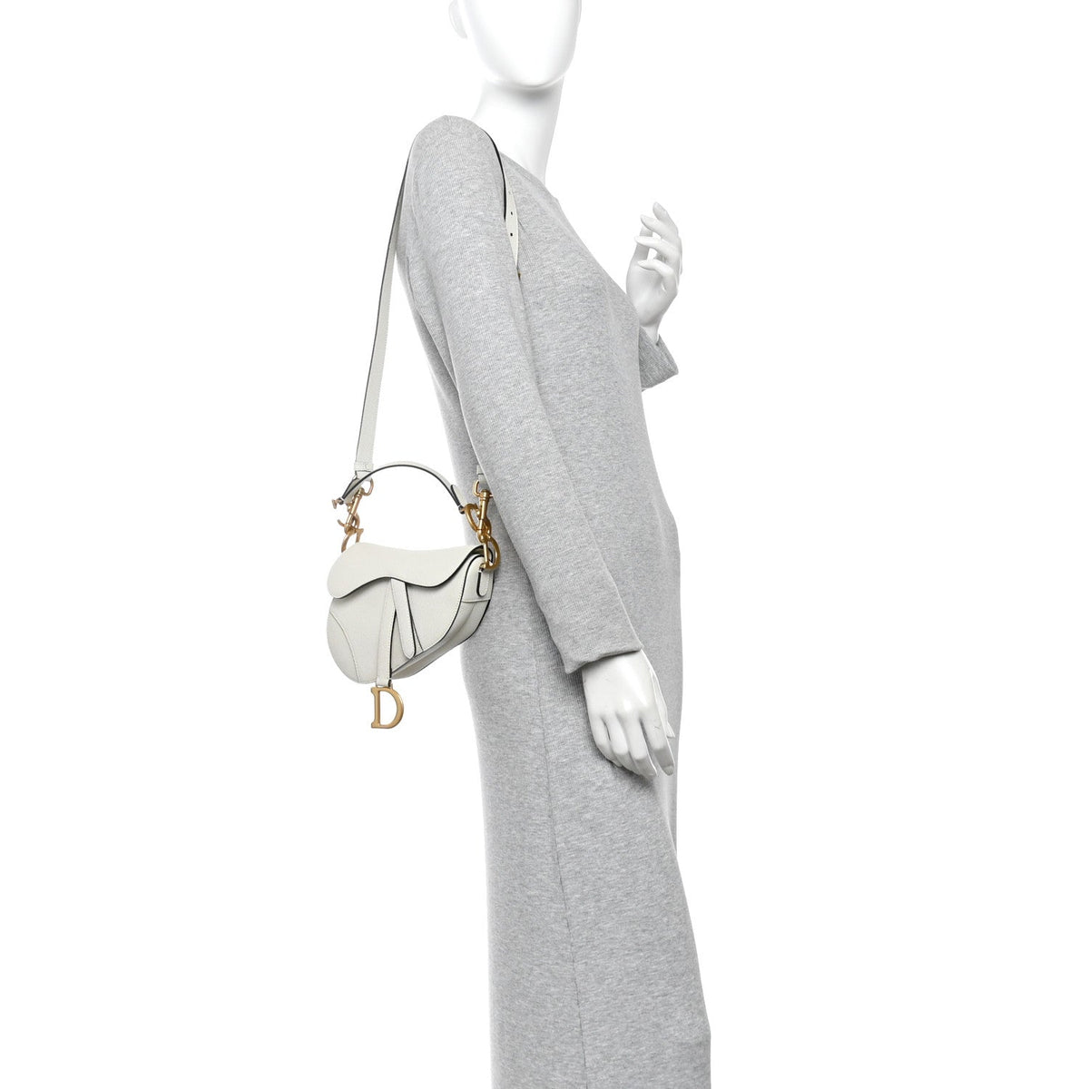 Grained Calfskin Mini Saddle Bag With Strap Latte