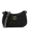 Lambskin Quilted Chanel 19 Hobo Clutch With Chain Black