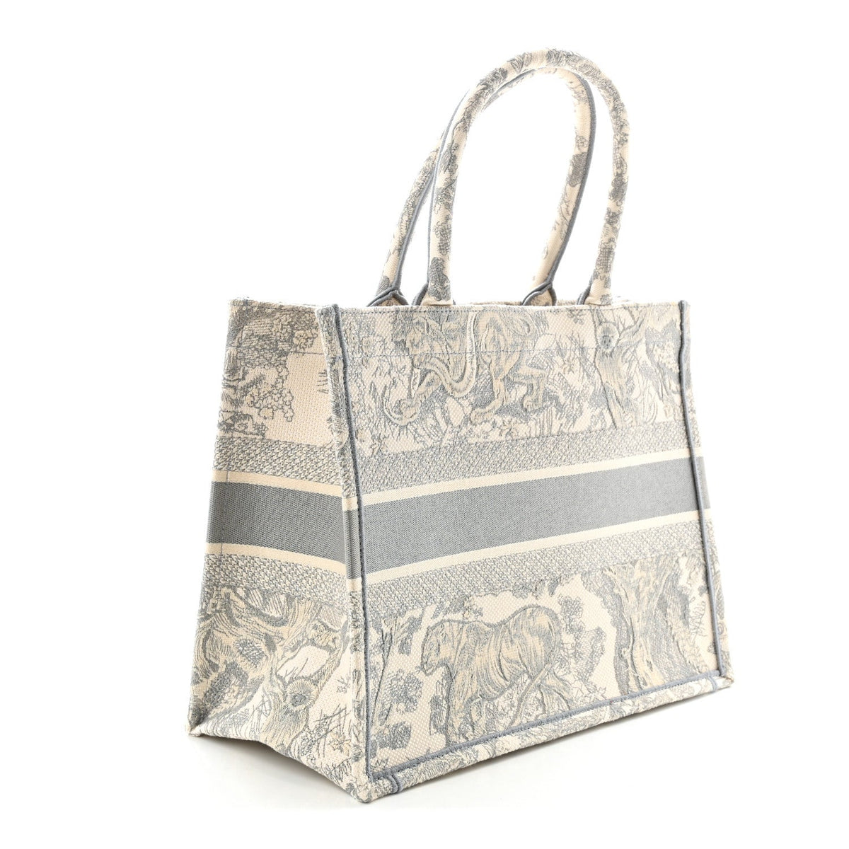 Canvas Embroidered Medium Dioriviera Toile De Jouy Book Tote Gray