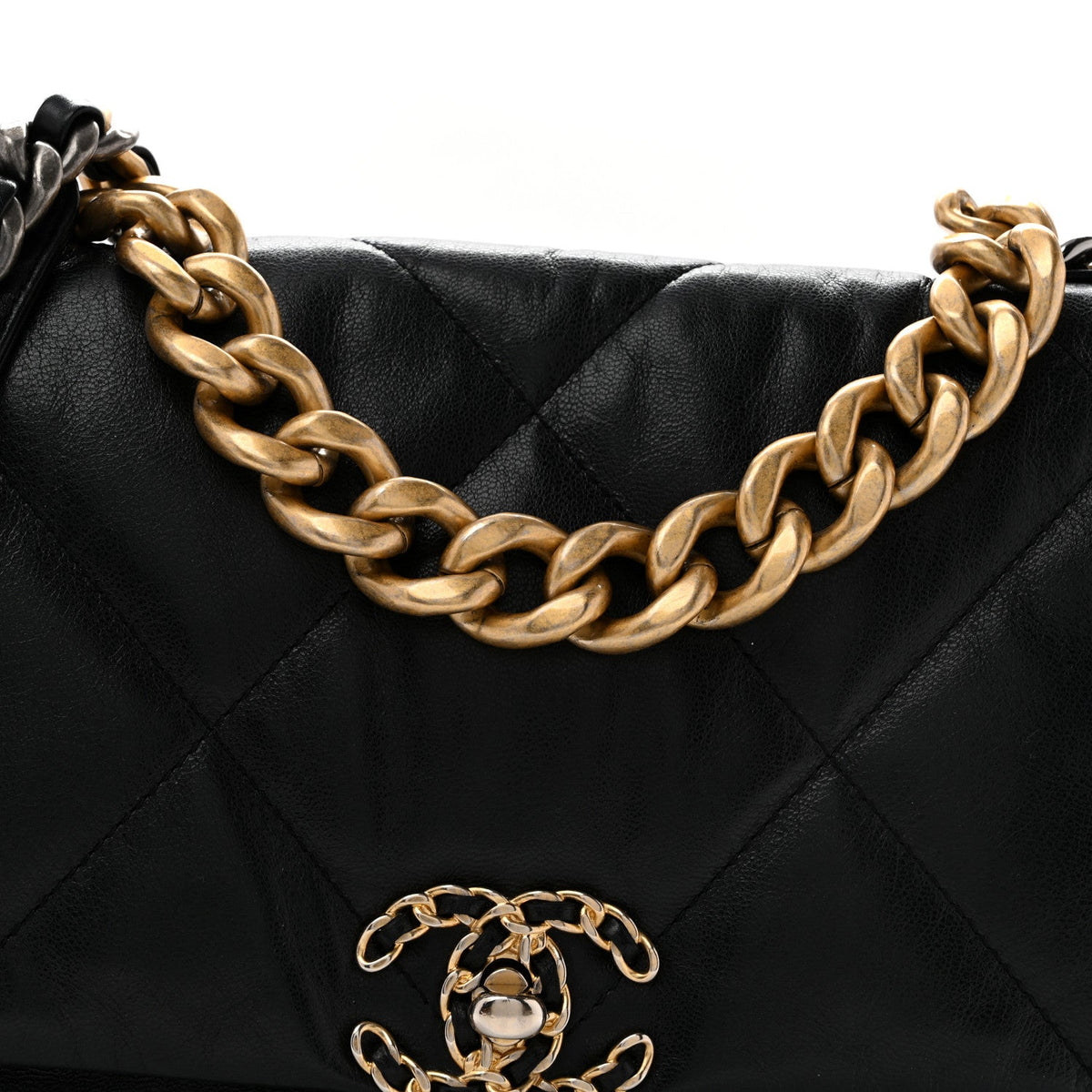 Goatskin Quilted Large Chanel 19 Flap Black