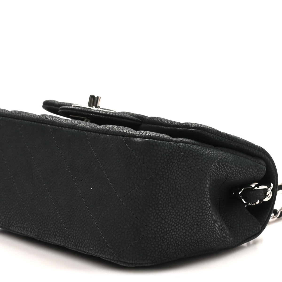 Iridescent Caviar Quilted Mini Square Flap Black