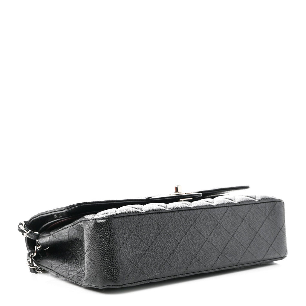 Caviar Quilted Medium Double Flap Black