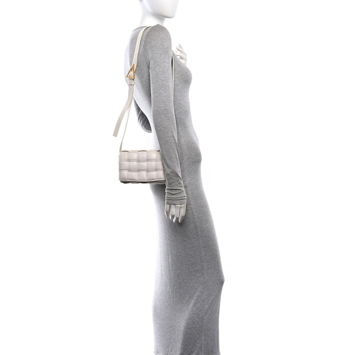 Nappa Maxi Intrecciato Small Padded Cassette Crossbody Bag Chalk
