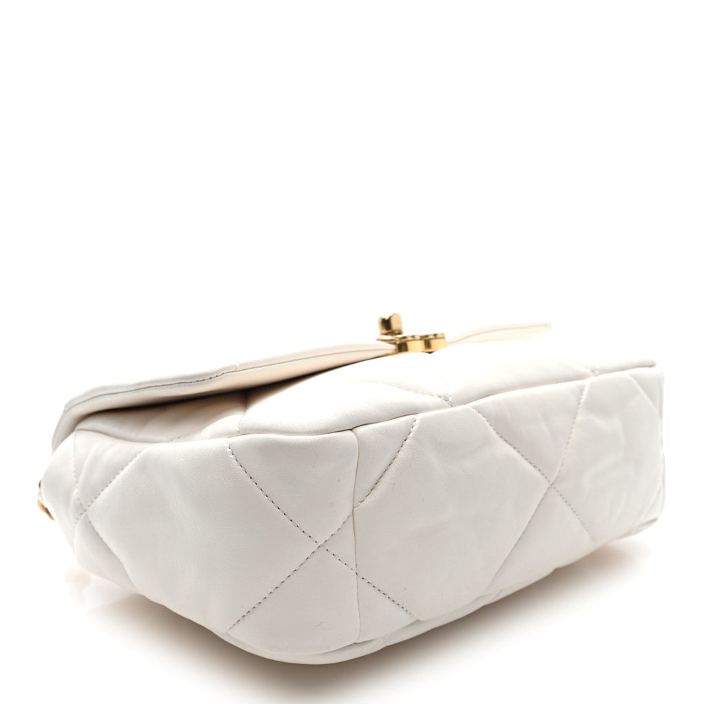 Goatskin Quilted Medium Chanel 19 Flap White
