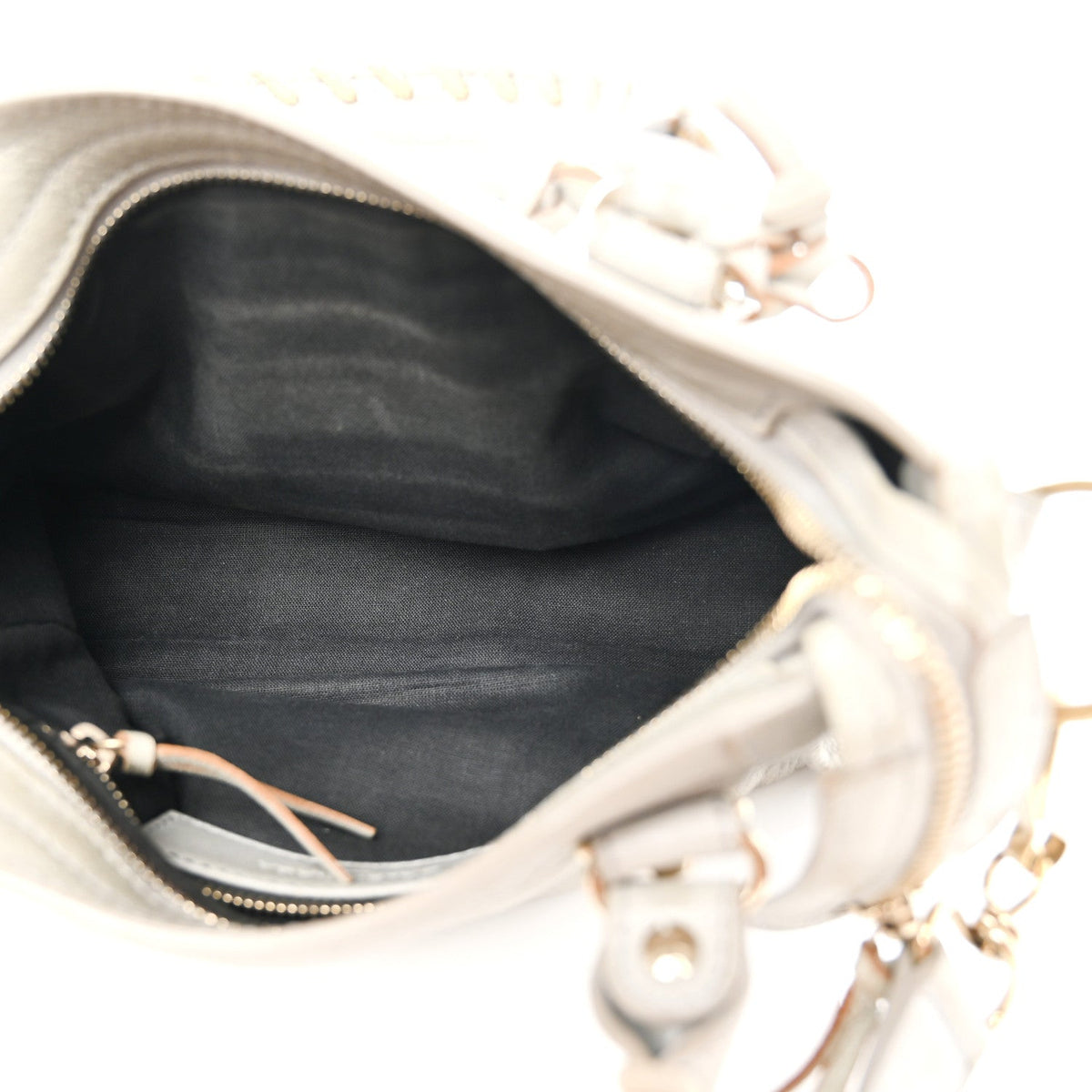 Chevre Gold Metallic Edge Hardware Mini City Gris Clair Gris Perle