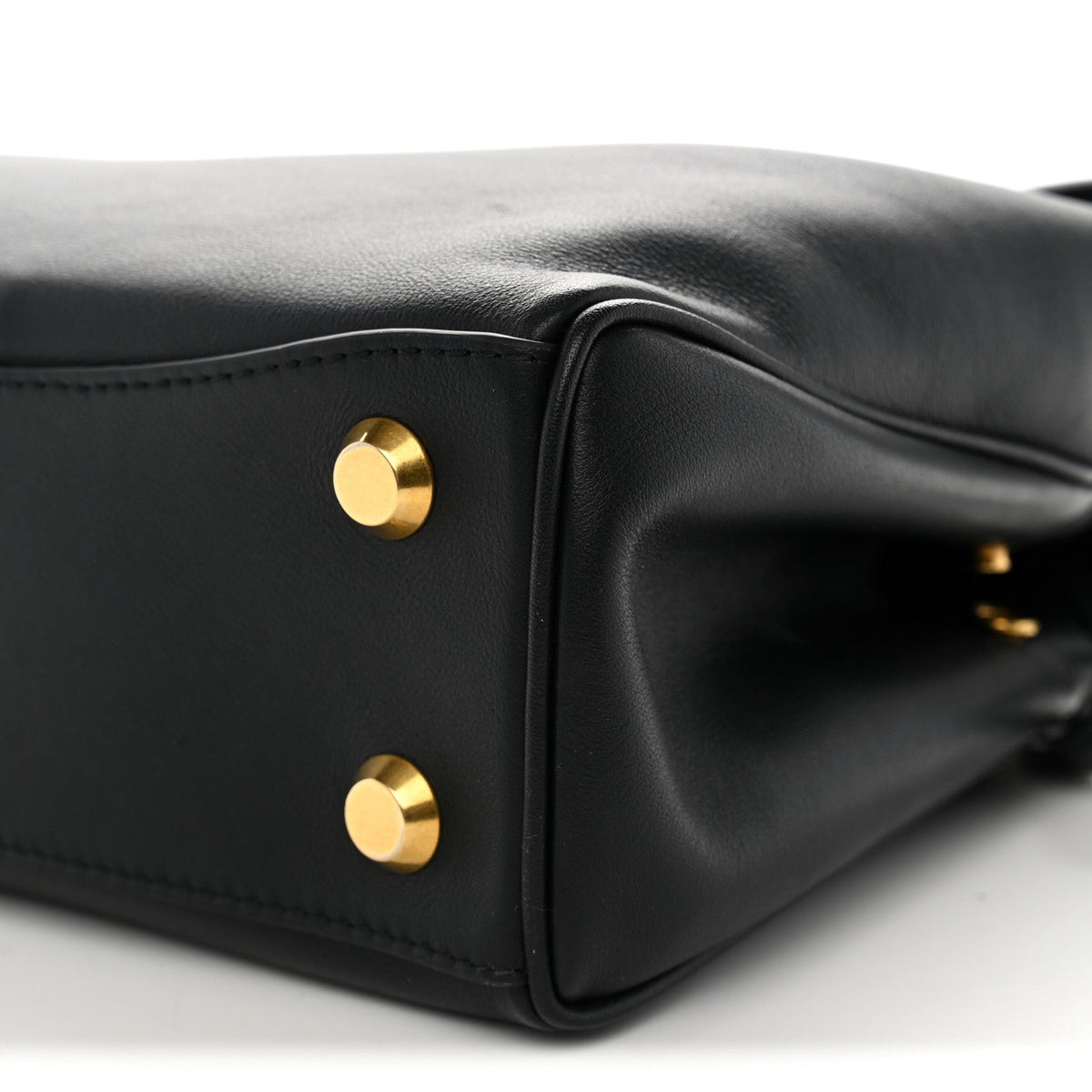 Natural Smooth Calfskin Mini Rodeo Top Handle Handbag Black