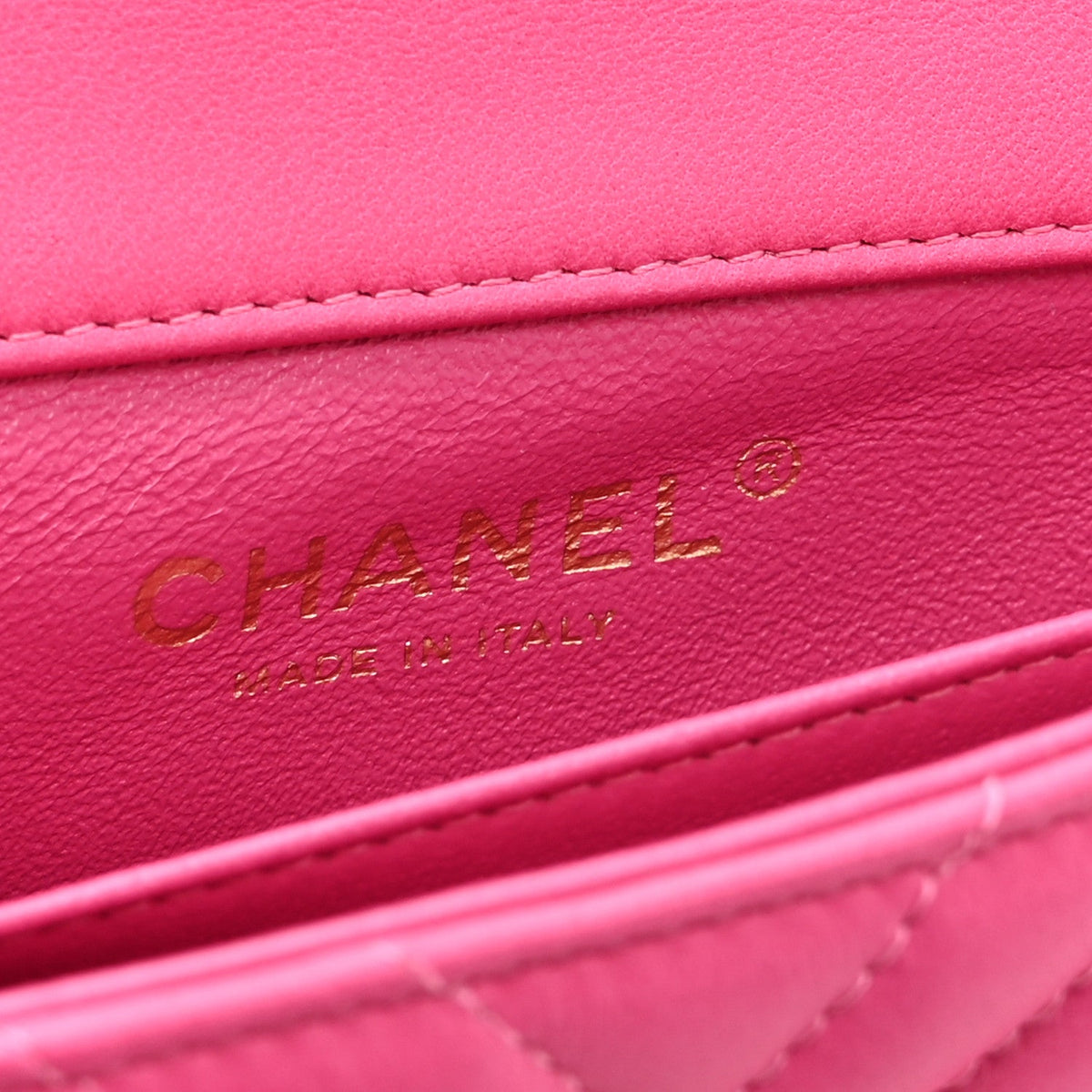 Lambskin Chevron Quilted Mini Rectangular Flap Pink