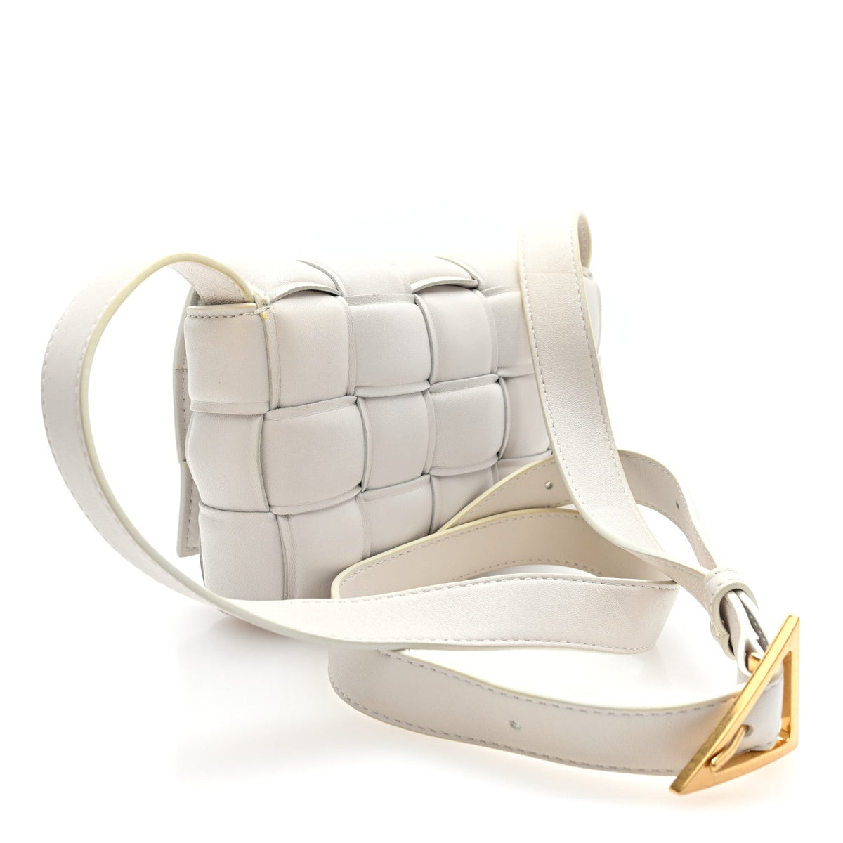 Nappa Maxi Intrecciato Small Padded Cassette Crossbody Bag Chalk