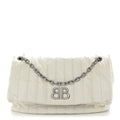 Arena Calfskin Nylon Medium Monaco Chain Shoulder Bag Optic White