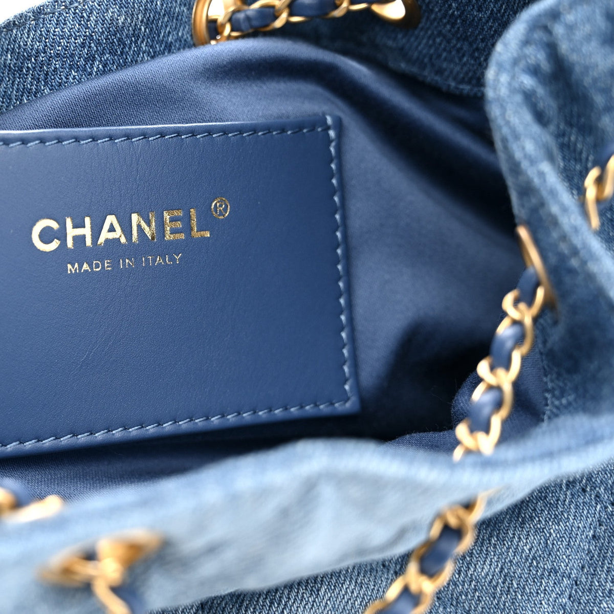 Washed Denim Quilted Small Chanel 25 Handbag Blue