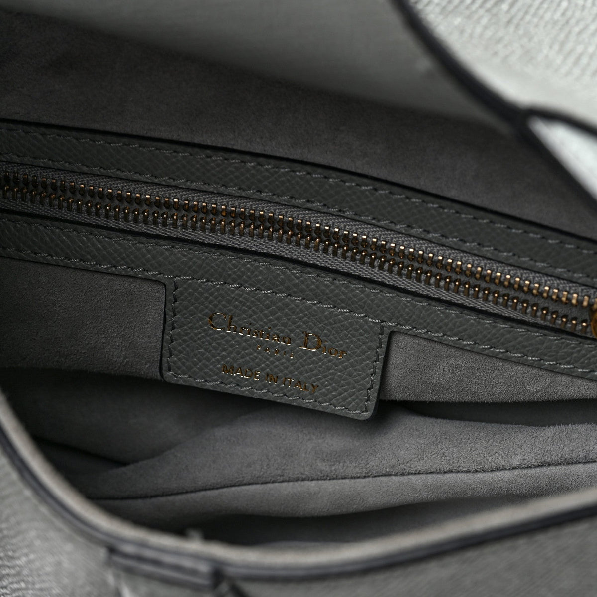 Grained Calfskin Saddle Bag Grey