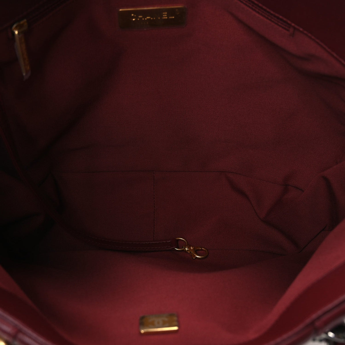 Lambskin Quilted Chanel 19 East West Shopping Bag Dark Brown