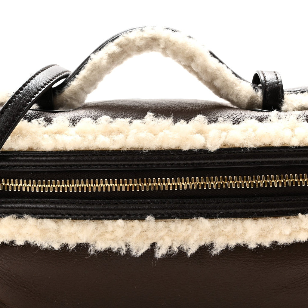 Calfskin Shearling Bang Bang Vanity Case Light Brown Teddy