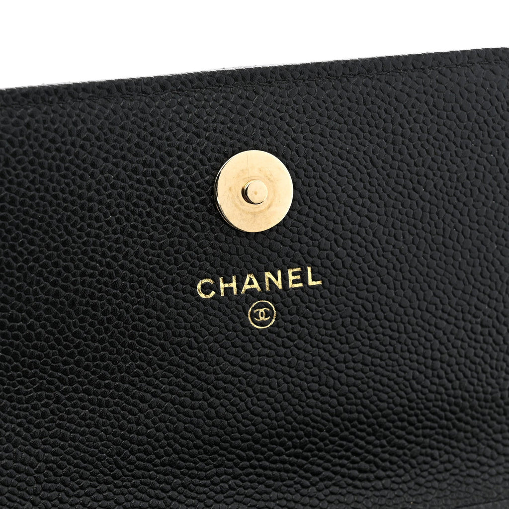 Caviar Quilted Business Affinity Clutch With Chain Black