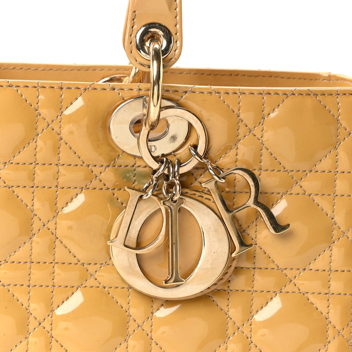 Patent Cannage Large Lady Dior Beige