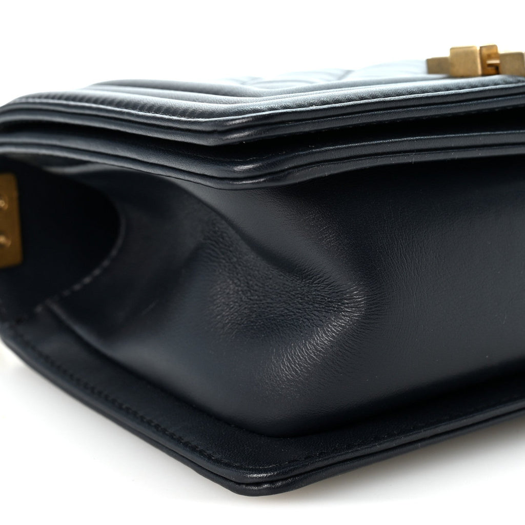 Lambskin Quilted Small Boy Flap Navy