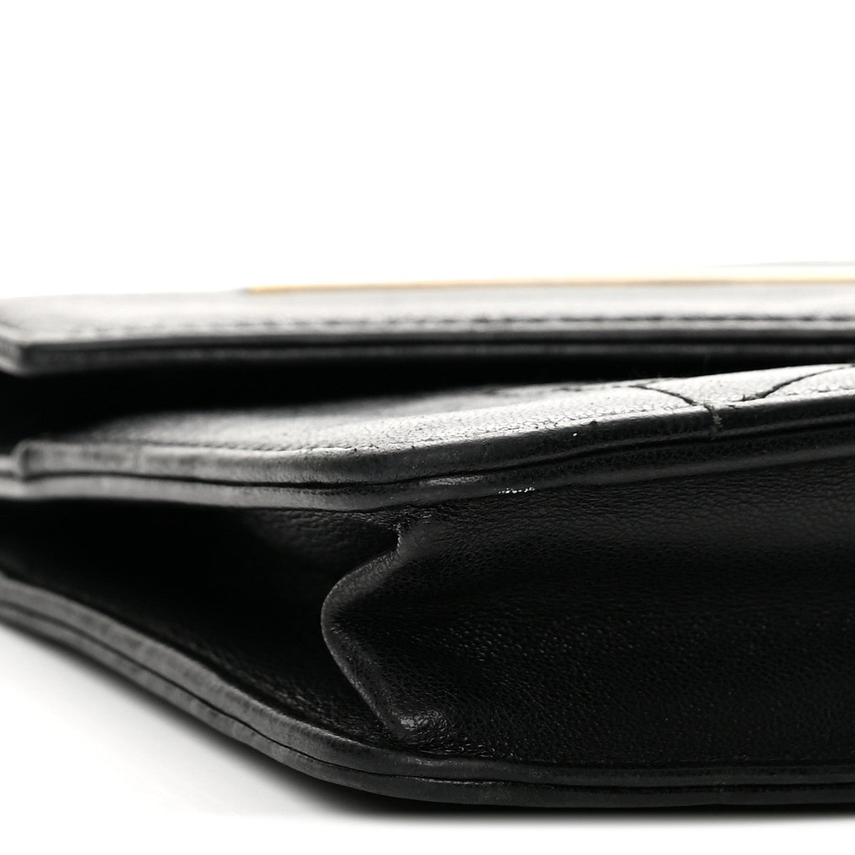 Lambskin Chevron Quilted Wallet On Chain WOC Black